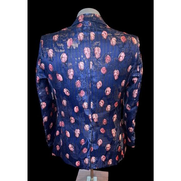 St. Patrick Single Button Tuxedo Jacket Sz. S Floral Design Vented - Picture 6 of 13